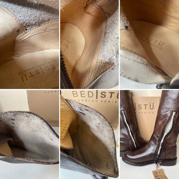 BED STU Manchester Distressed Brown Leather Tall Riding Boots BedStu Size 6.5 - Picture 12 of 16